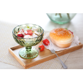 Haonai glassware emboss or engraving ice cream bowl glass cup,glass dessert/salad/ice cream bowl with stem